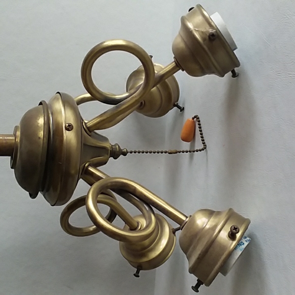 Vintage Brass Ceiling Light Fixture - Picture 9 of 11